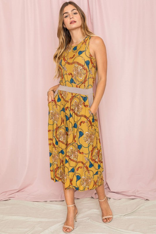 Stilla | Kædestens Frynse Print Kort Jumpsuit