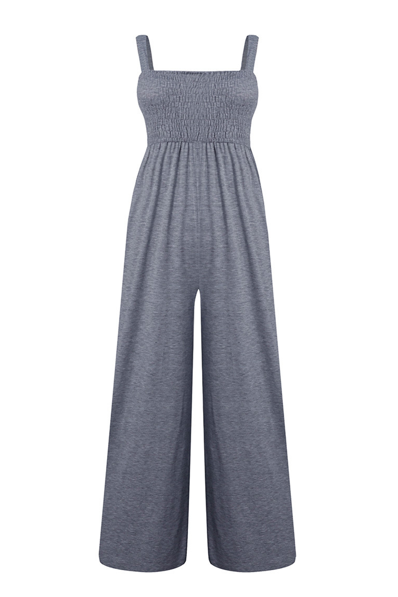 Stilla | Afslappet Solid Split Joint Square Collar Straight Jumpsuits