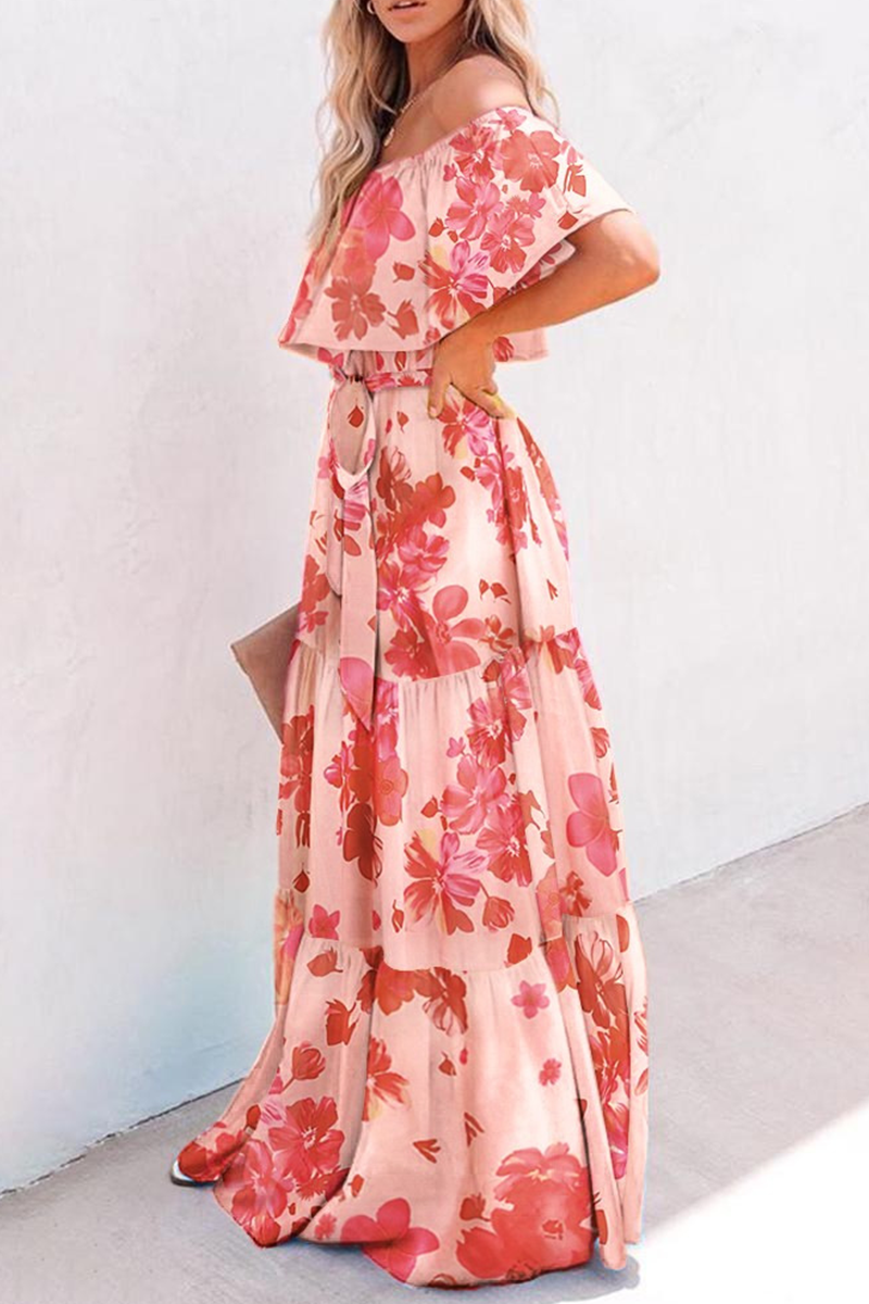 Stilla | Mode Gradual Change Flounce Off the Shoulder Kage Nederdele Kjoler