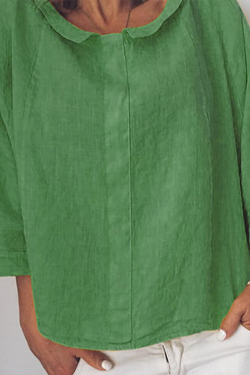 Stilla | Solid O-hals Løs Bluse