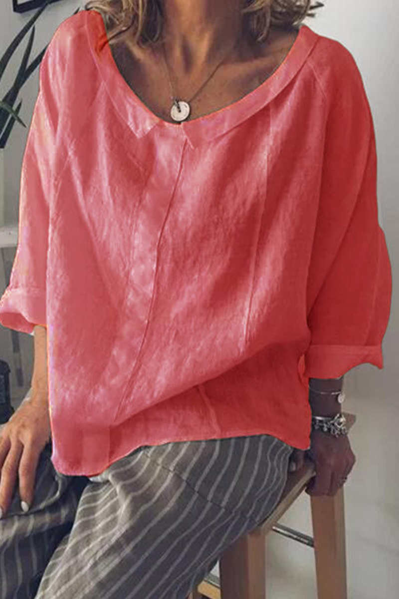 Stilla | Solid O-hals Løs Bluse