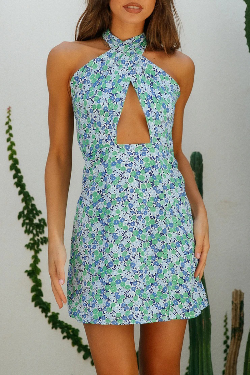 Stilla | Mode Print Hullet Halter Blyant Nederdele Kjoler