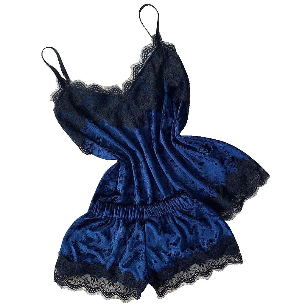 Dame forførende kort jumpsuit med spidse accenter og satineret finish Stilla