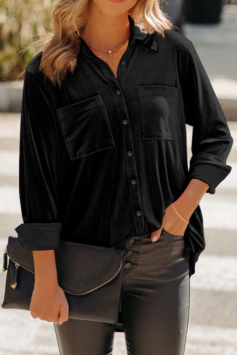 Stilla | Casual og Ensfarvet Patchwork Bluser Med Krave