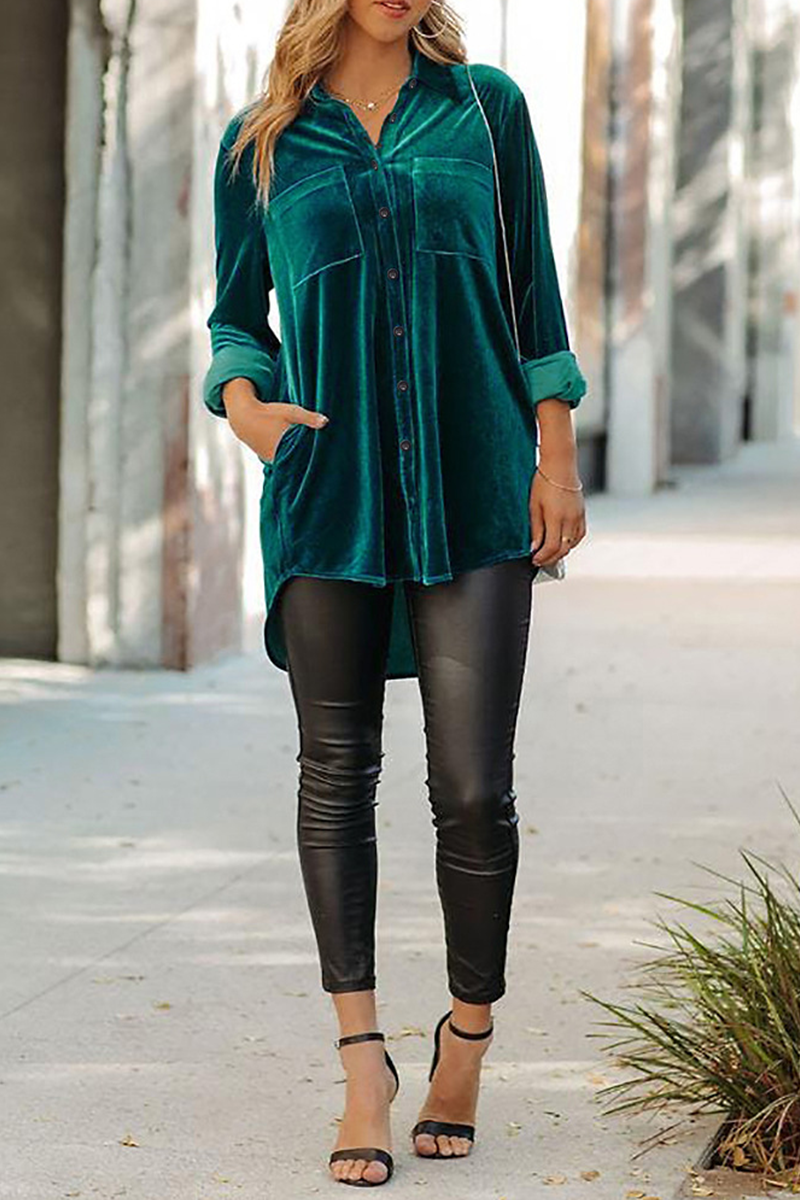Stilla | Casual og Ensfarvet Patchwork Bluser Med Krave