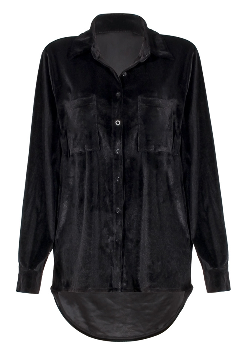 Stilla | Casual og Ensfarvet Patchwork Bluser Med Krave