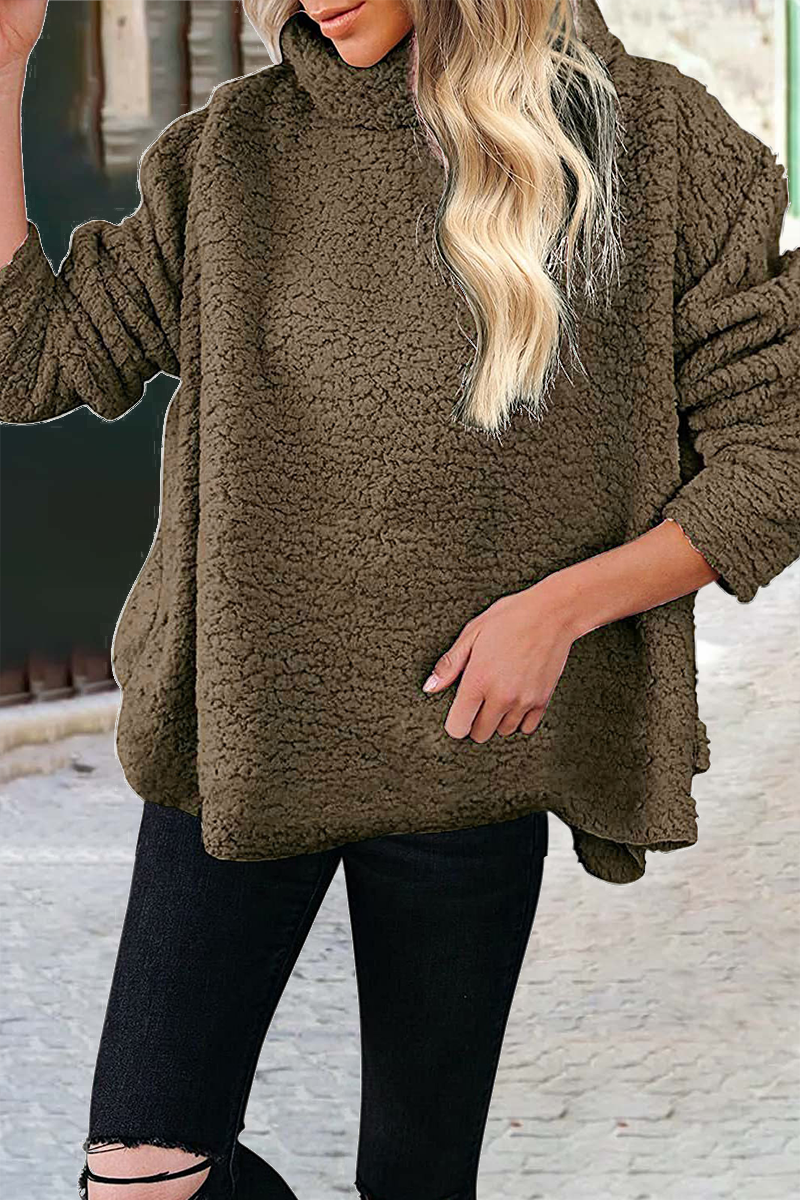 Stilla | L Casual trøje med uni patchwork rullekrave