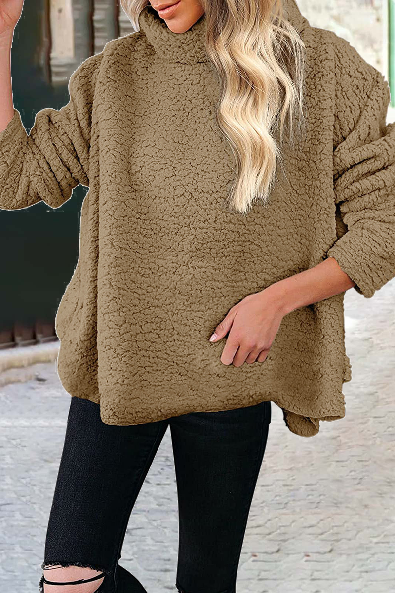 Stilla | L Casual trøje med uni patchwork rullekrave