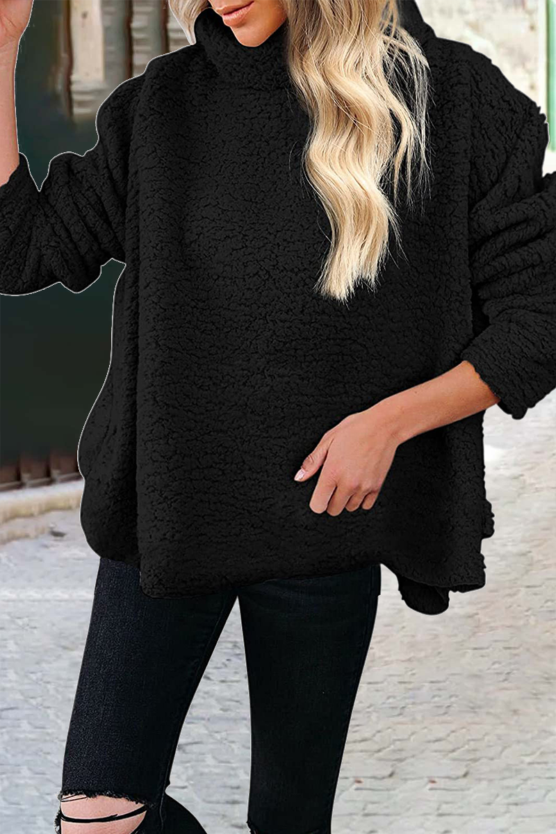 Stilla | L Casual trøje med uni patchwork rullekrave
