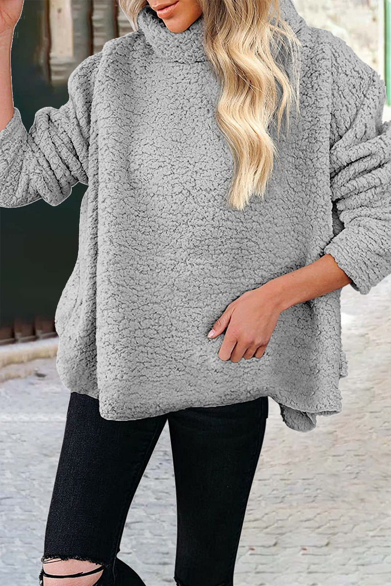 Stilla | L Casual trøje med uni patchwork rullekrave