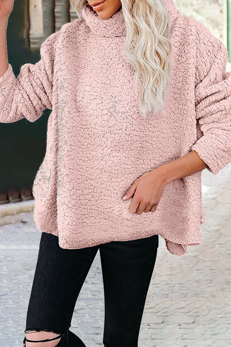 Stilla | L Casual trøje med uni patchwork rullekrave