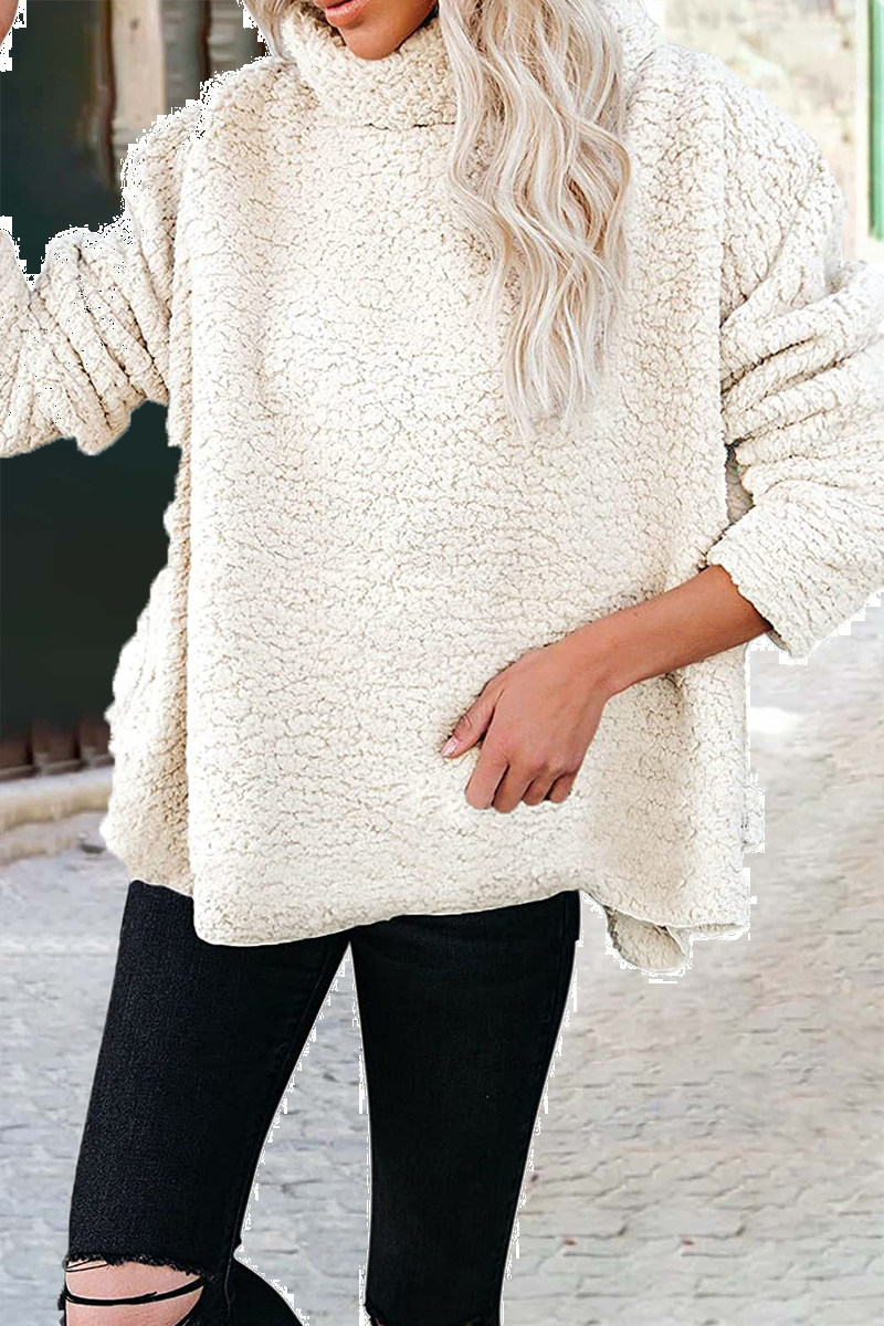 Stilla | L Casual trøje med uni patchwork rullekrave