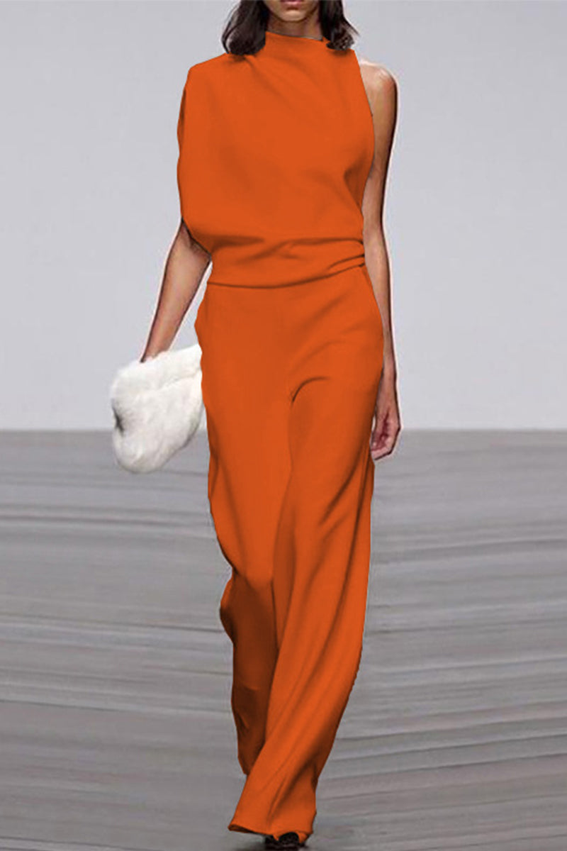 Stilla | Afslappet Solid Patchwork Halv A-turtleneck Boot Cut Jumpsuits