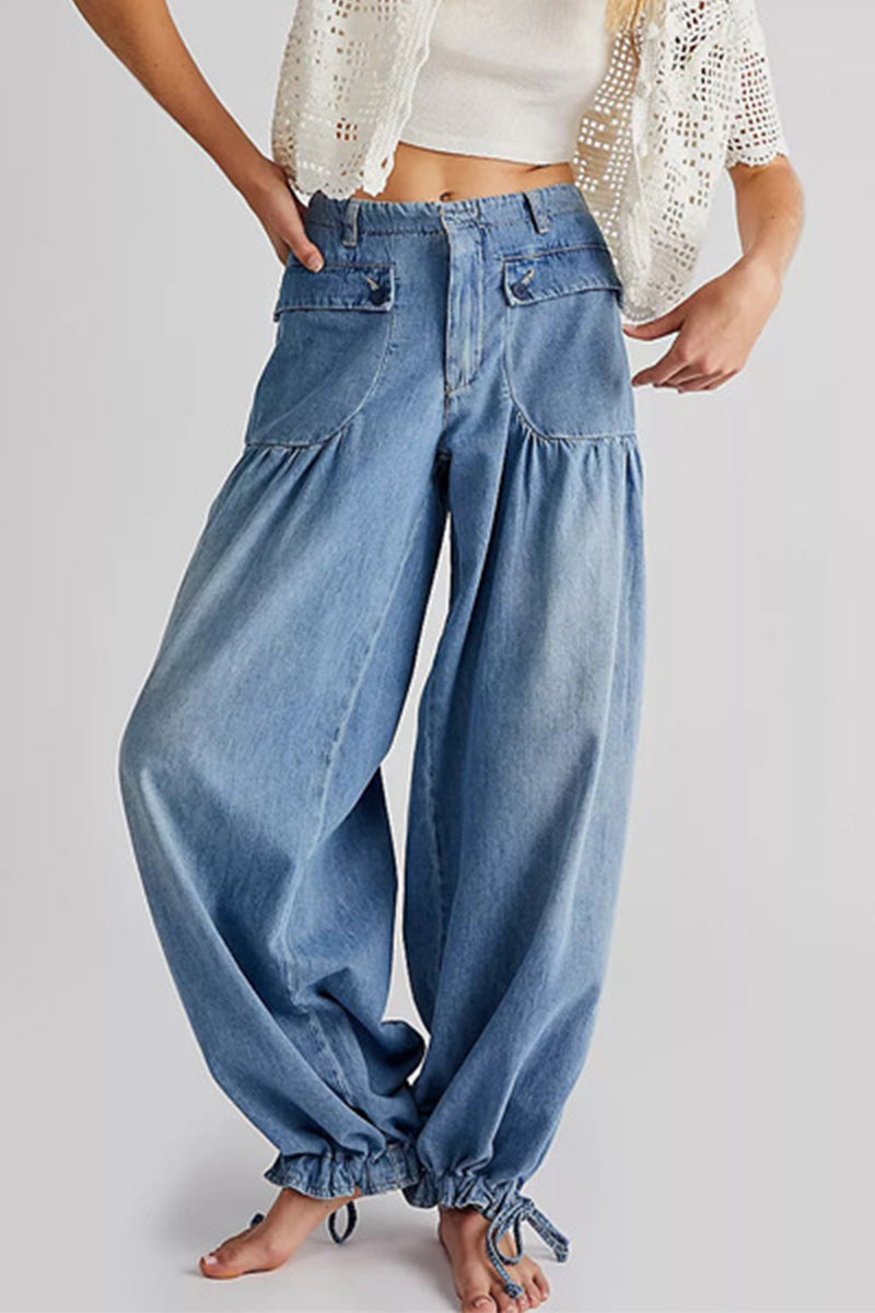 Stilla | Gade Solid Patchwork Høj Talje Los Denim Jeans