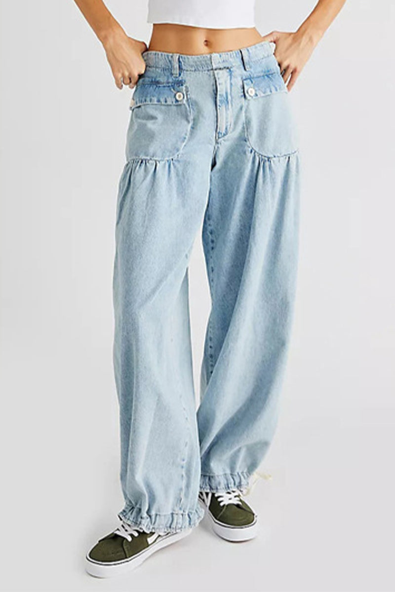 Stilla | Gade Solid Patchwork Høj Talje Los Denim Jeans