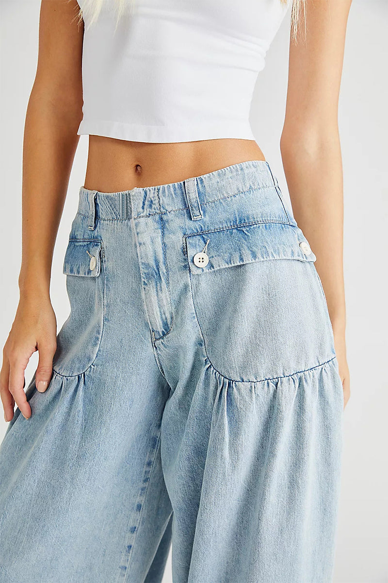 Stilla | Gade Solid Patchwork Høj Talje Los Denim Jeans