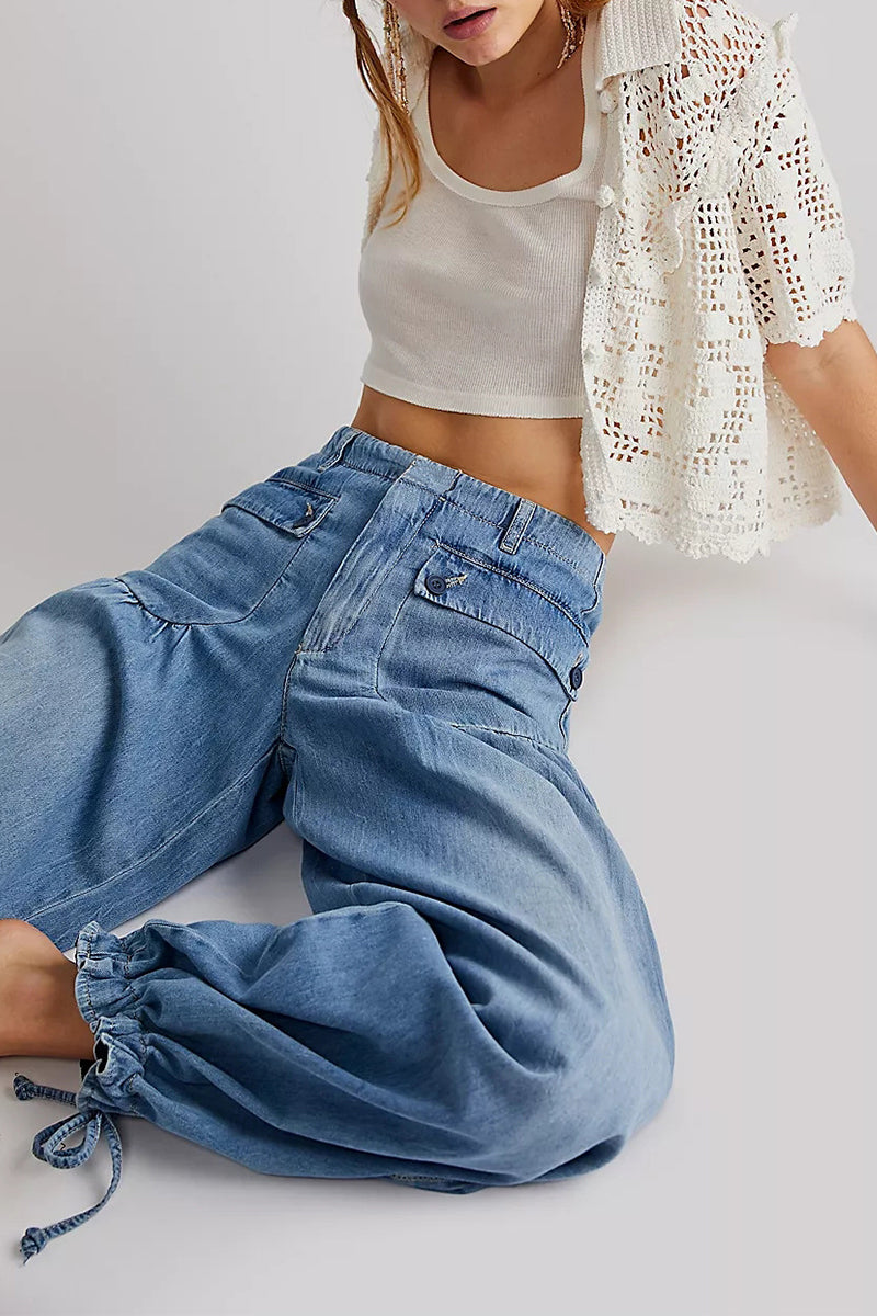 Stilla | Gade Solid Patchwork Høj Talje Los Denim Jeans