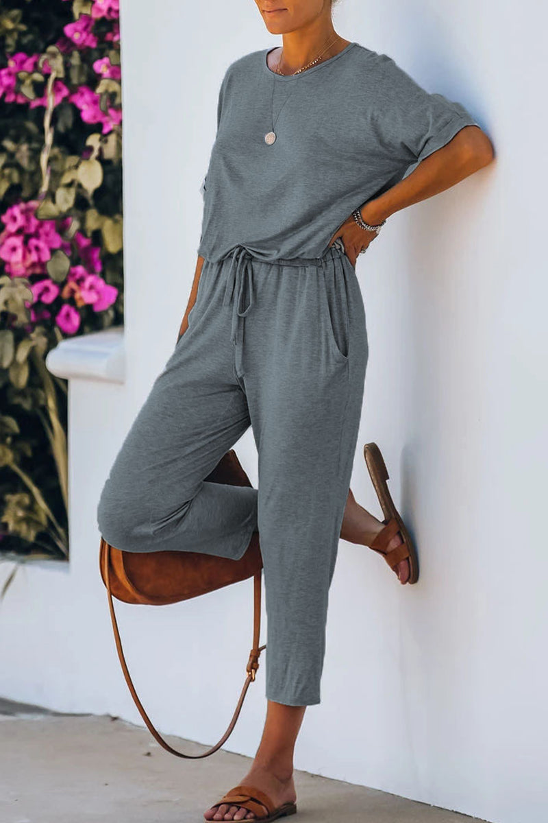 Stilla | Afslappet Simplicity Solid Solid Color O Hals Regular Jumpsuits