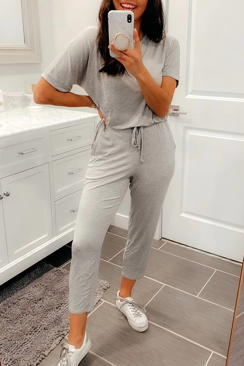 Stilla | Afslappet Simplicity Solid Solid Color O Hals Regular Jumpsuits