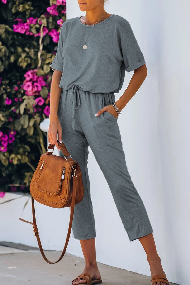 Stilla | Afslappet Simplicity Solid Solid Color O Hals Regular Jumpsuits