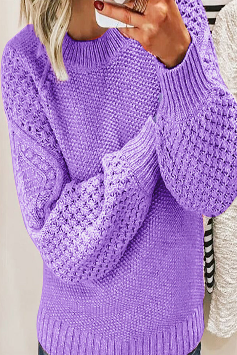 Stilla | Casual bluser med rund halsudskæring i ensfarvet patchwork
