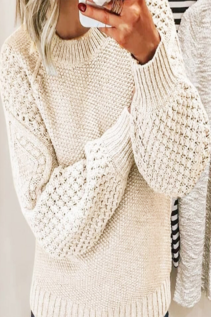 Stilla | Casual bluser med rund halsudskæring i ensfarvet patchwork