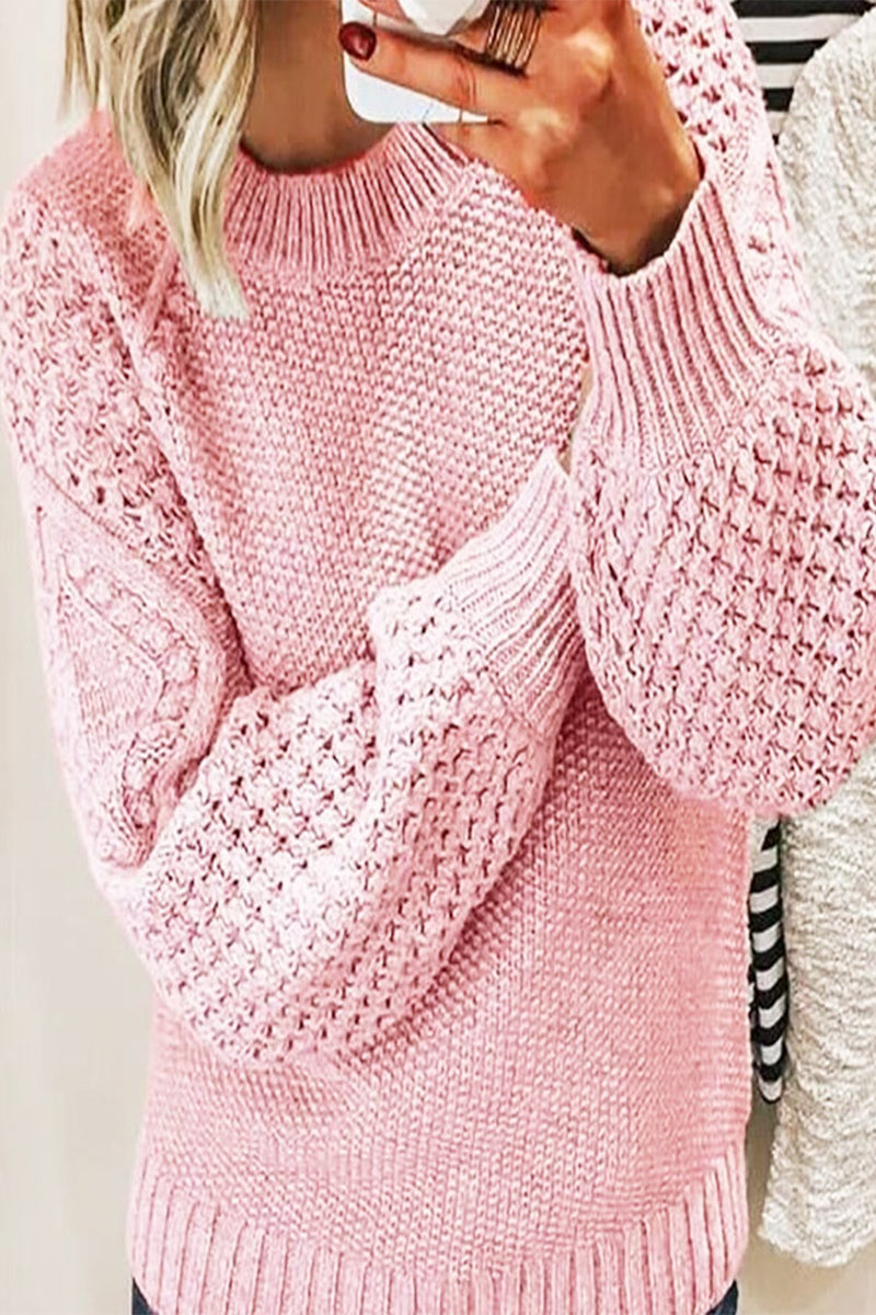 Stilla | Casual bluser med rund halsudskæring i ensfarvet patchwork