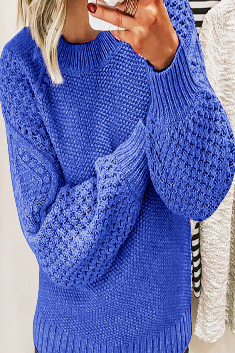 Stilla | Casual bluser med rund halsudskæring i ensfarvet patchwork
