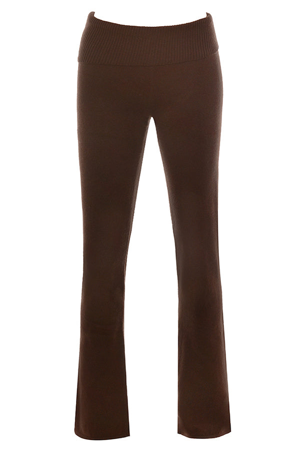 Stilla | Top Med Rund Hals Og Bukser Chokolade Cashmere Blanding