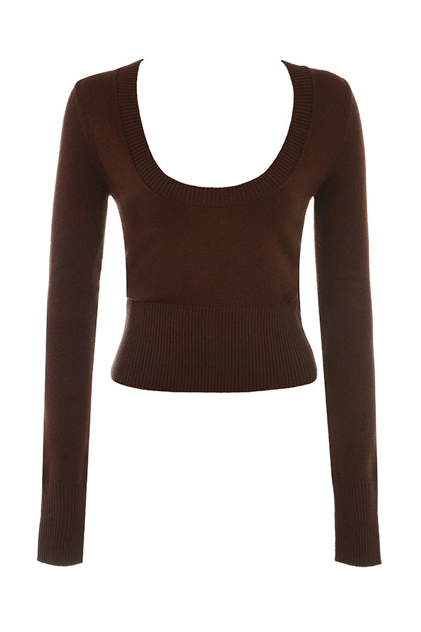 Stilla | Top Med Rund Hals Og Bukser Chokolade Cashmere Blanding