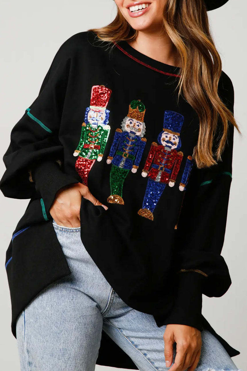 Stilla | Ensfarvet Rundhalset Glitter Fritidsbluser