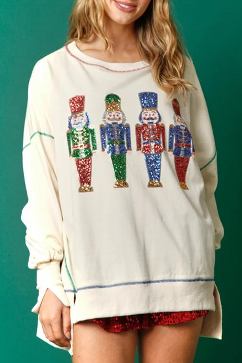 Stilla | Ensfarvet Rundhalset Glitter Fritidsbluser