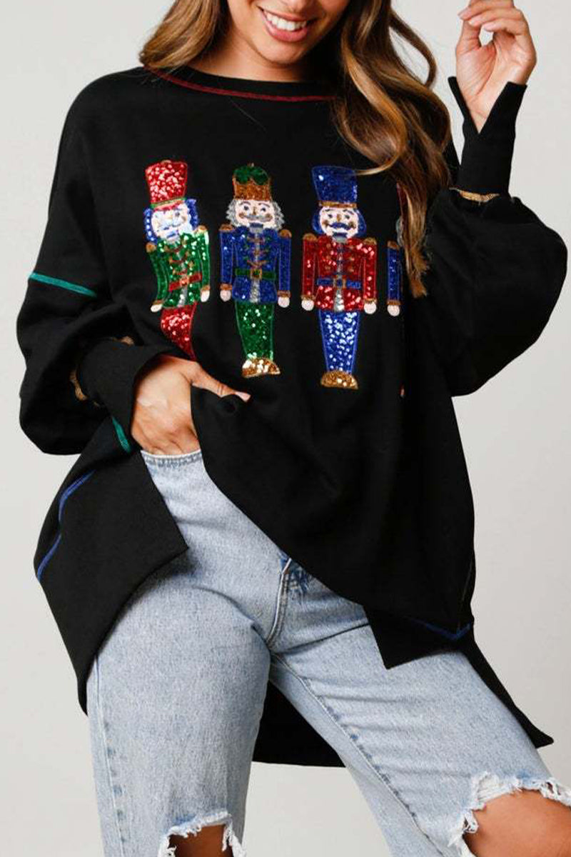 Stilla | Ensfarvet Rundhalset Glitter Fritidsbluser
