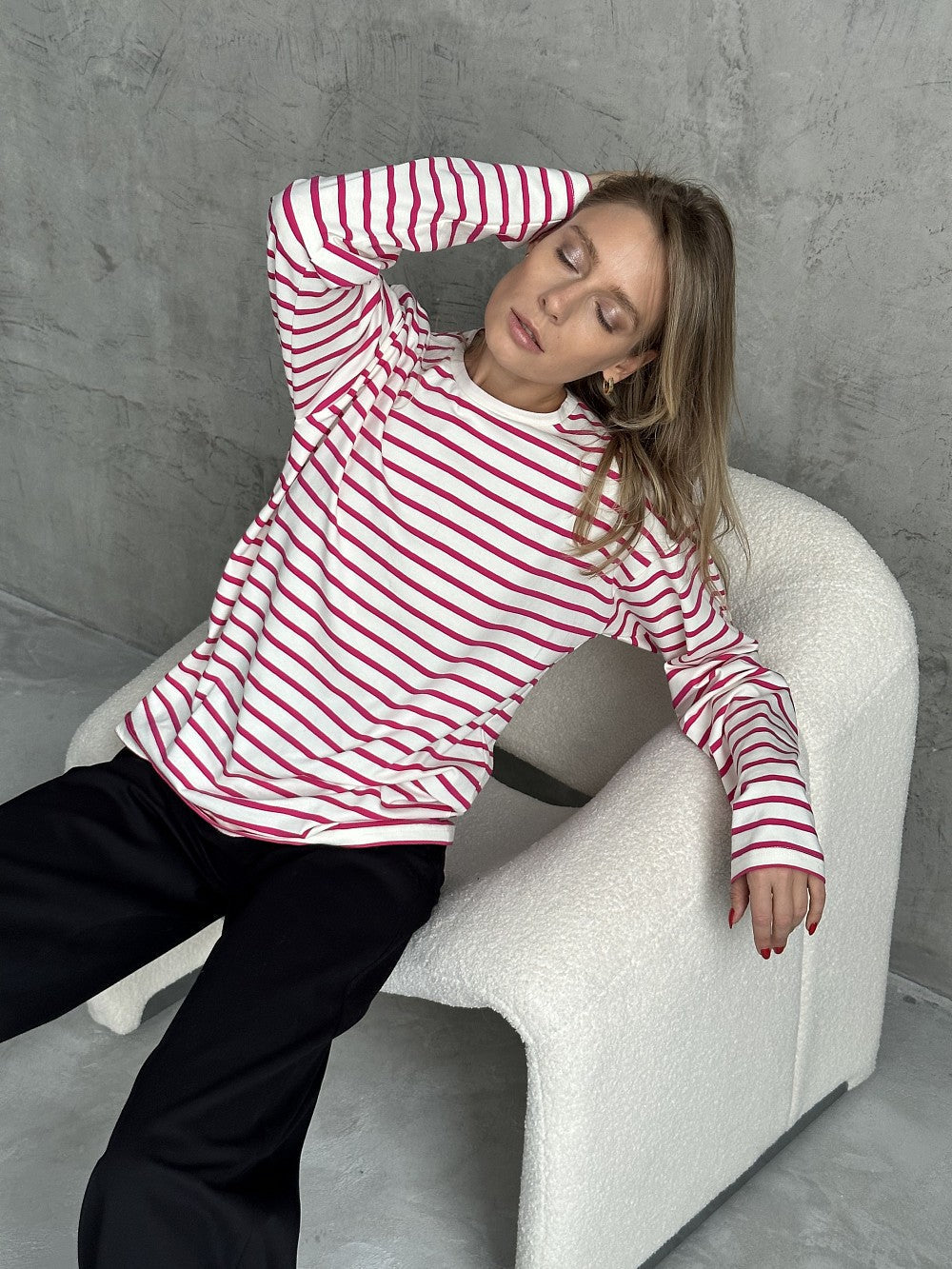Stilla | Langærmet Stribet Bluse
