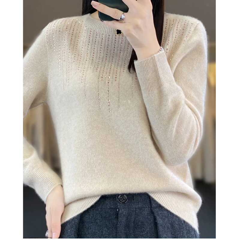 Stilla | Dame sweater i strik med glitrende detaljer