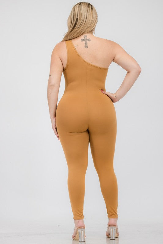 Stilla | Størrelse Solid Farve One Shoulder Jumpsuit