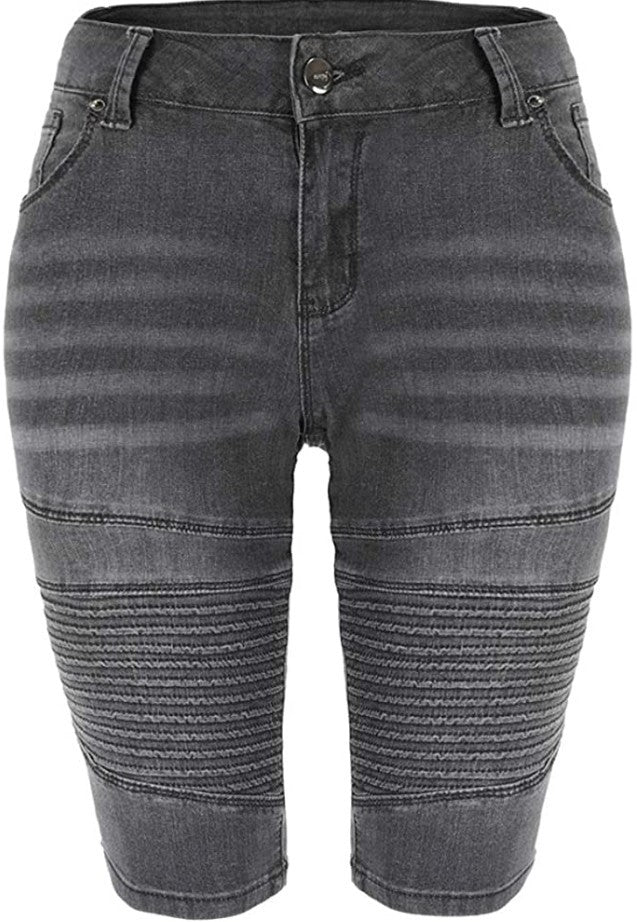 Dame Denim Cykelbukser med modet Biker-detail Stilla