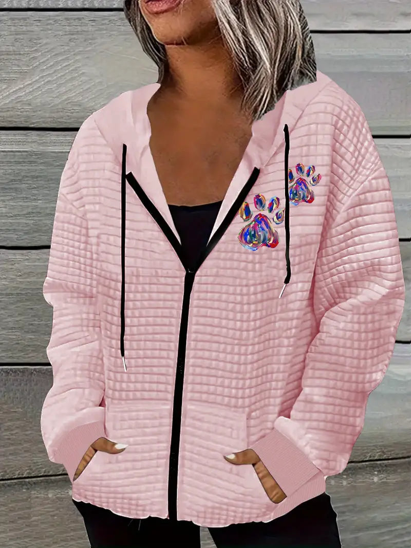 Stilla | Vaffelstruktur Hoodie med pote mønster