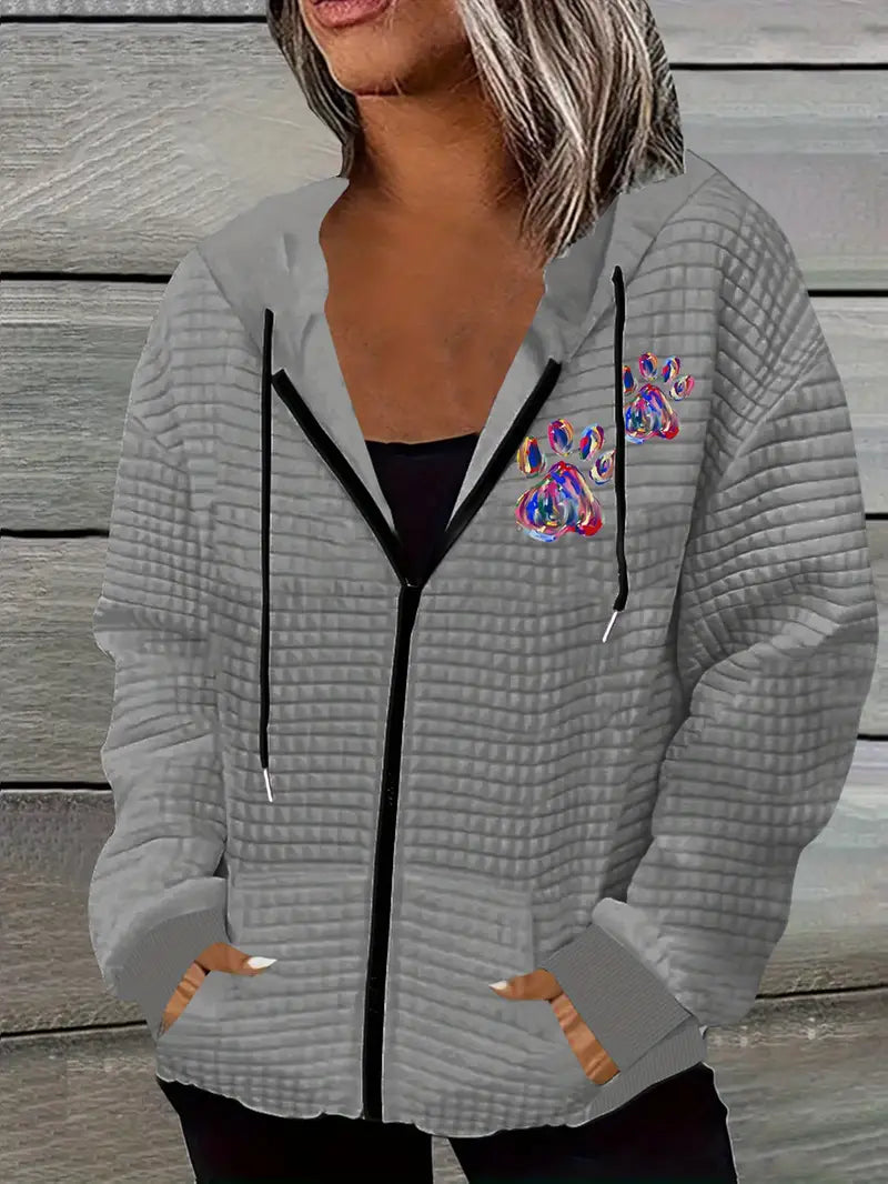Stilla | Vaffelstruktur Hoodie med pote mønster