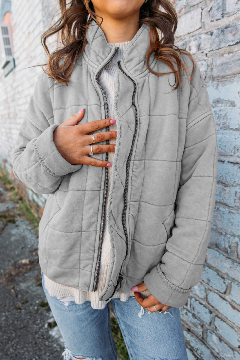 Stilla | Classy Patchwork Udetøj Med Lynlås og Ståkrave