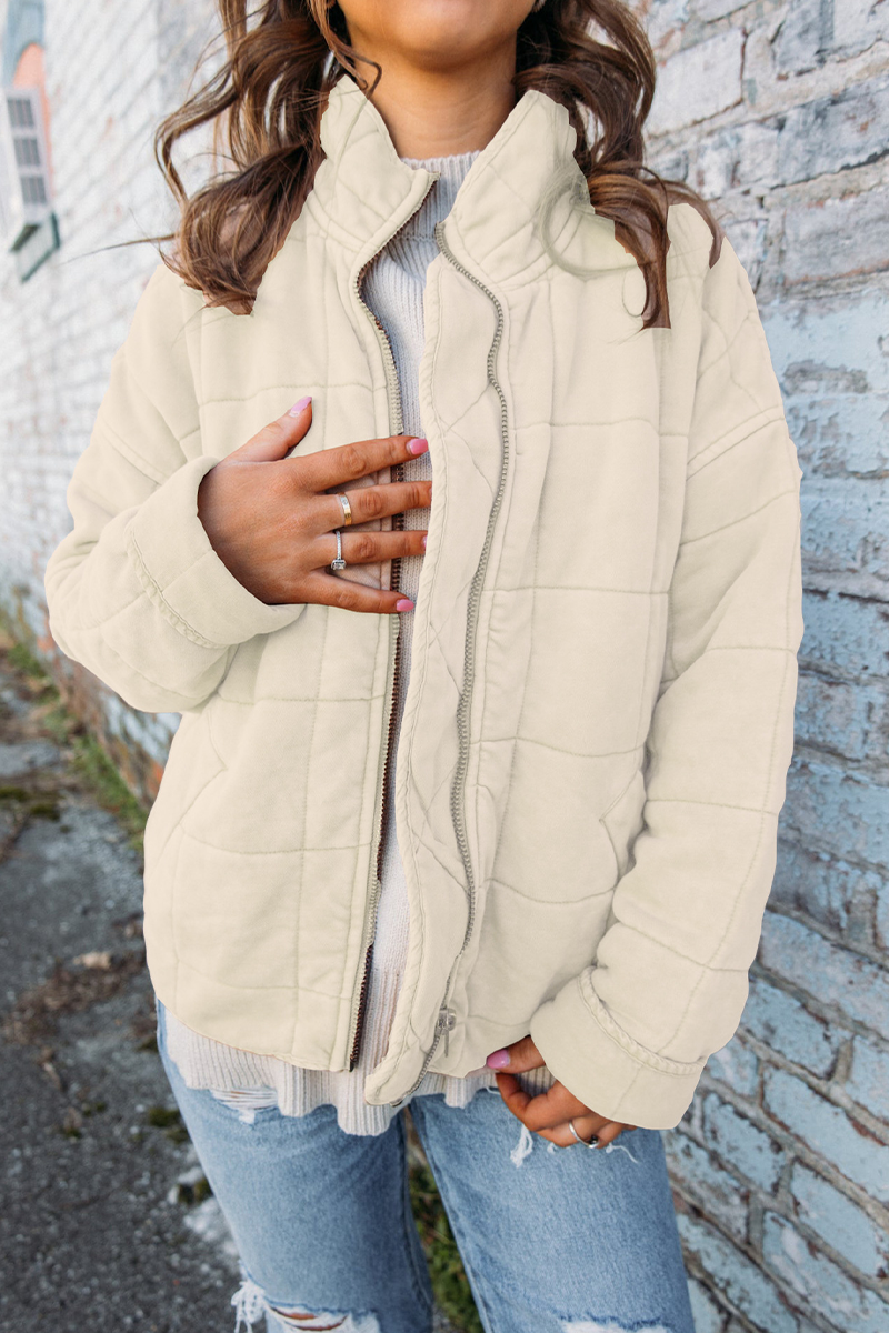 Stilla | Classy Patchwork Udetøj Med Lynlås og Ståkrave