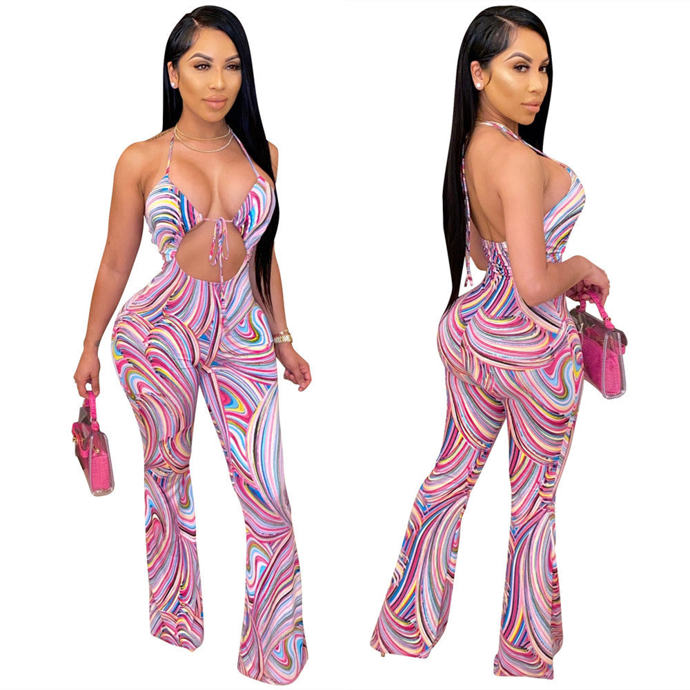 Dame Elegant Jumpsuit med dyb V-udskæring og Cut-Out-detaljer Stilla