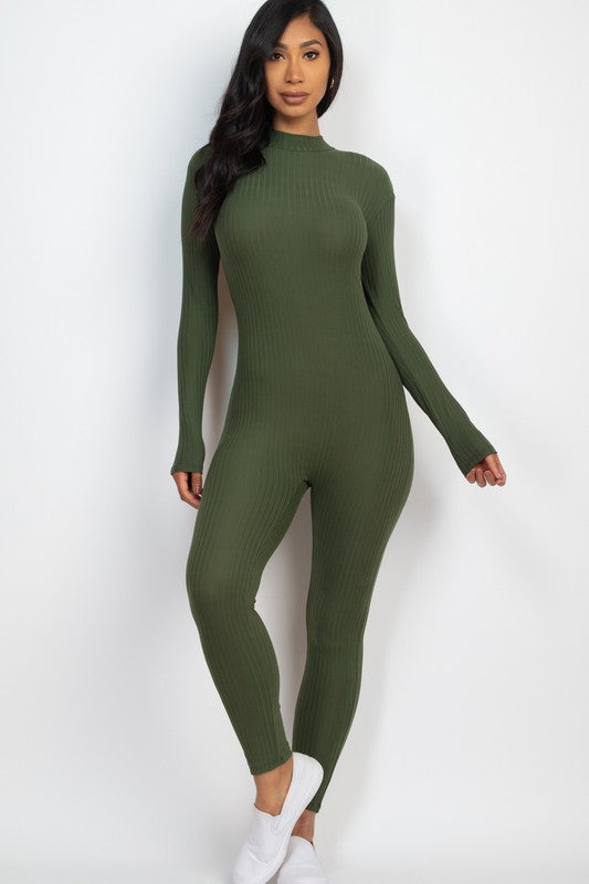 Stilla | Mock Neck Langærmet Casual Jumpsuit