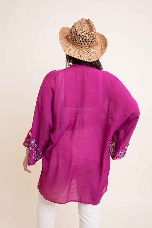 Stilla | Anemone Garland Broderet Kimono