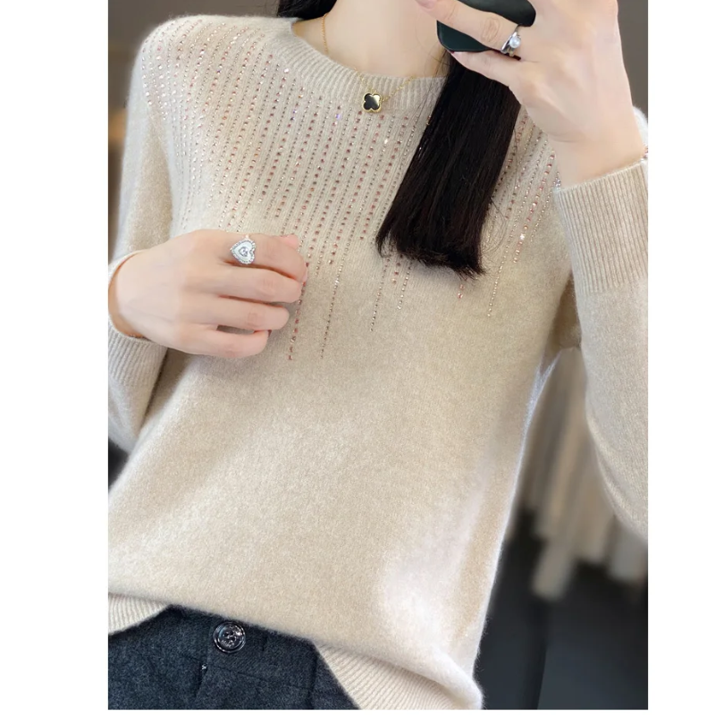 Stilla | Dame sweater i strik med glitrende detaljer