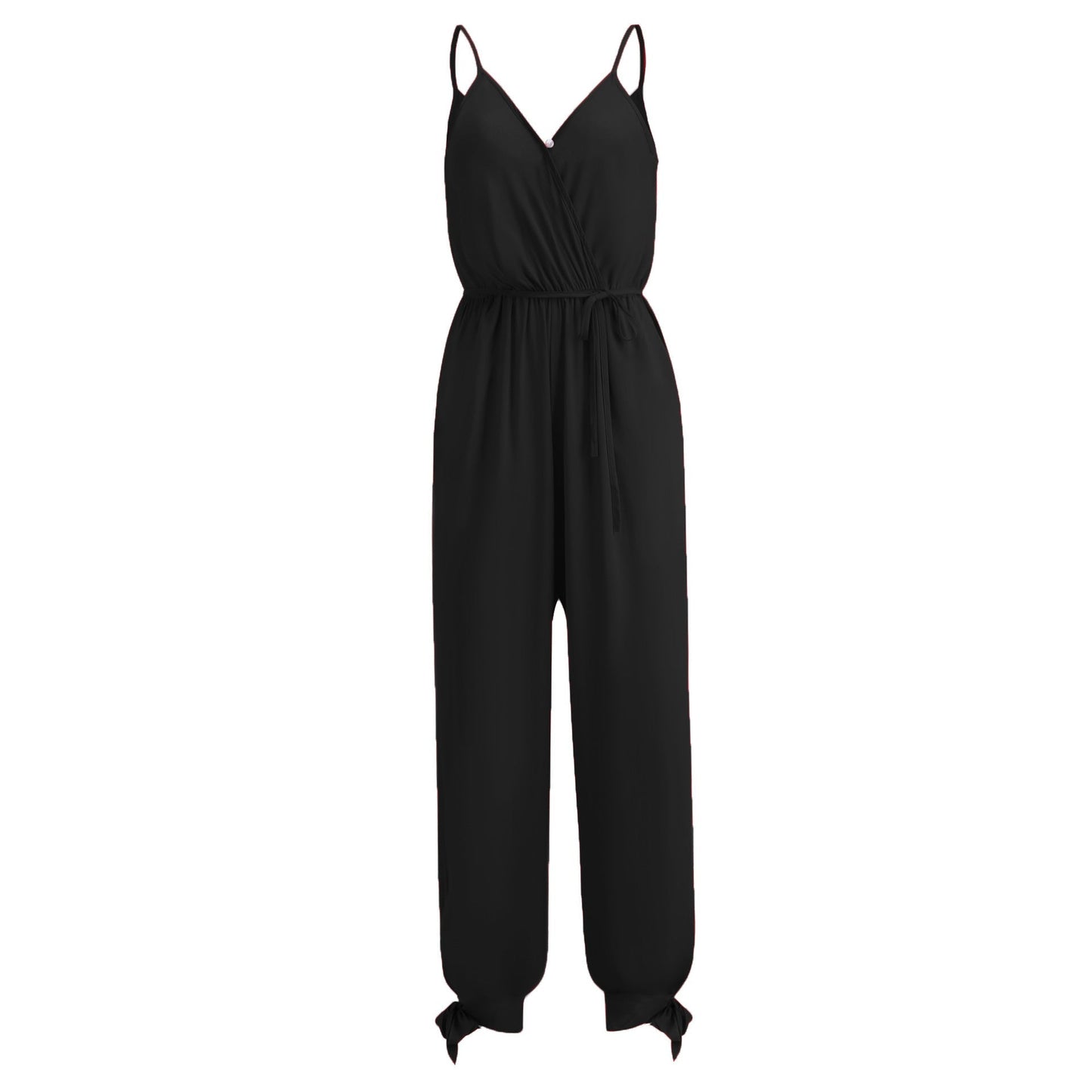 Stilla | Rygfri Dybt V-udskæring Strop Lang Jumpsuit