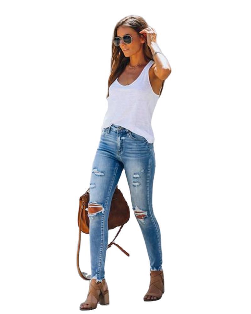 Femme Ødelagte Højtaljede Skinny Jeans Stilla