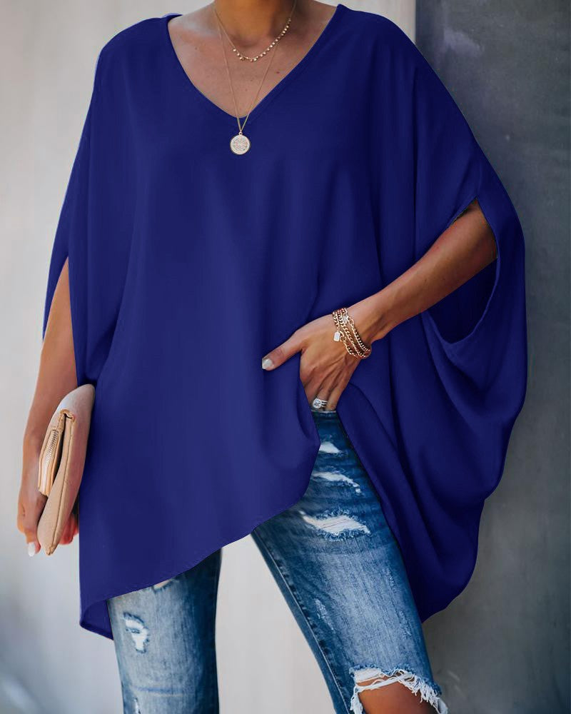 Damer afslappet oversized T-shirt med V-hals og bred pasform Stilla