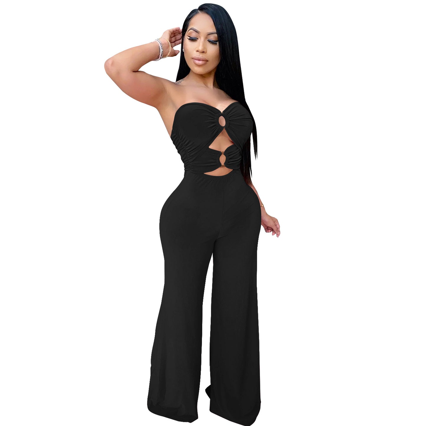 Dame Elegant Jumpsuit med figurtilpasset design og cut-out detaljer Stilla