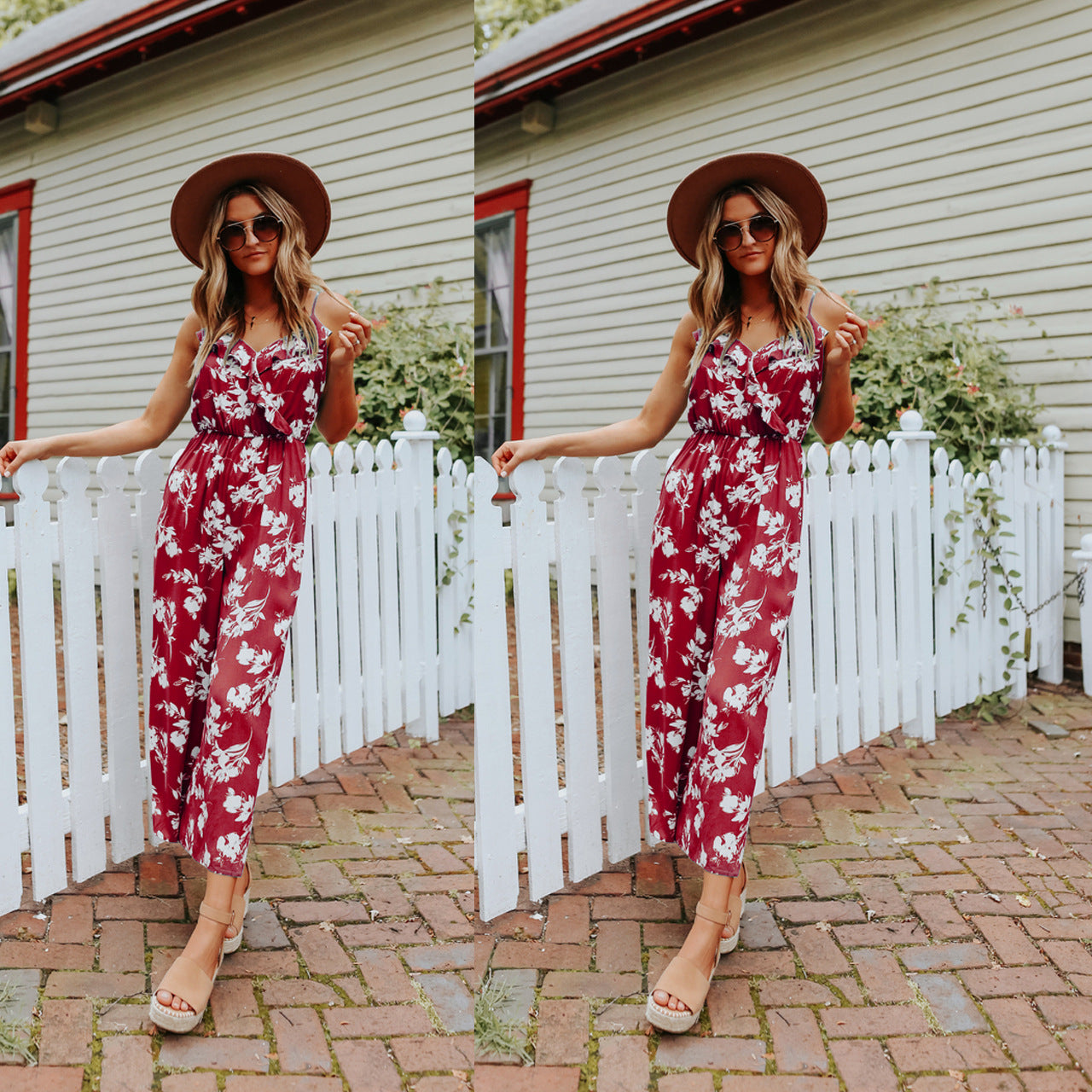 Dame Luftigt Jumpsuit med blomstret design og elastisk bånd Stiila